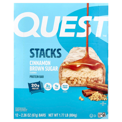 Quest Nutrition, Stacks, протеиновый батончик, корица и коричневый сахар, 12 батончиков, 67 г (2,36 унции) каждый