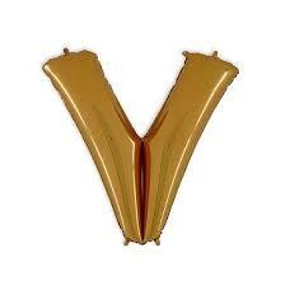 Г 40"/100 см, Буква Золото (Gold), "V" (надутый гелием)