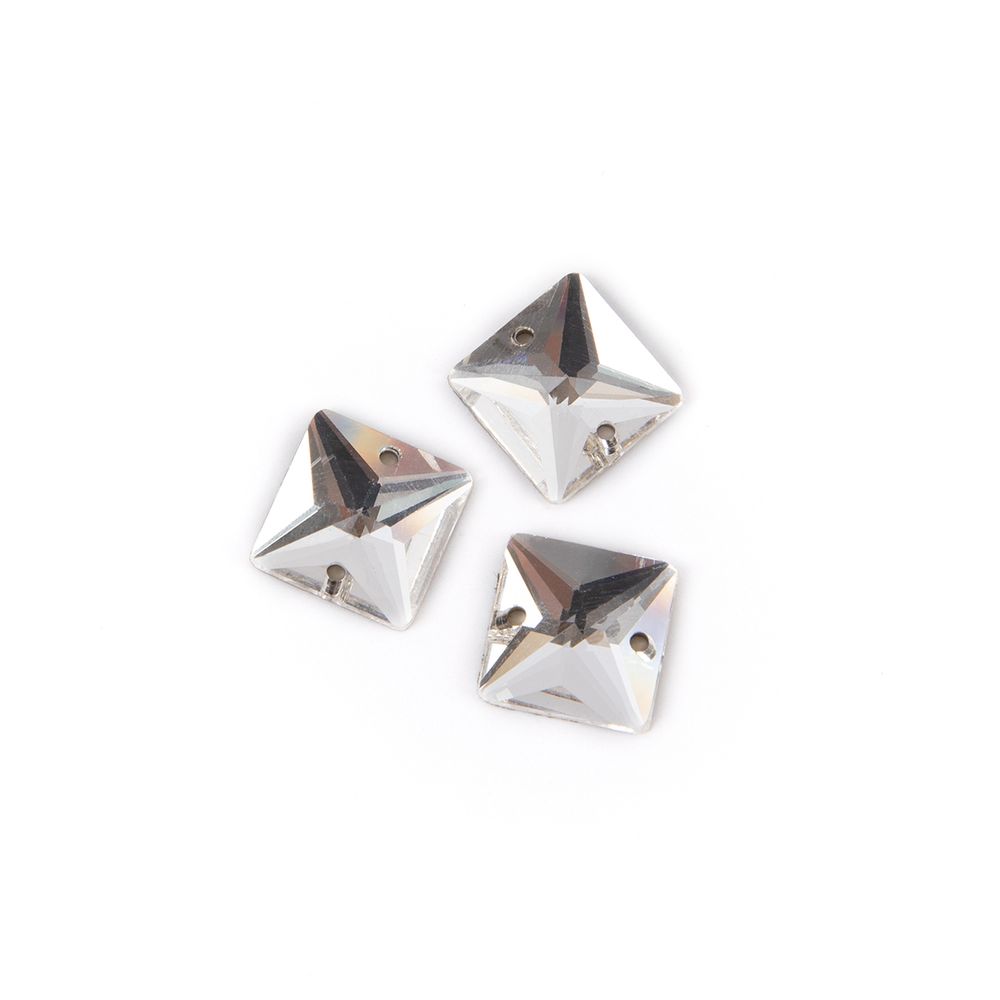 Стразы стекло 12х12 мм, 15 шт (5х3 шт), №01 белый (Crystal), Zlatka ZRSE-0212