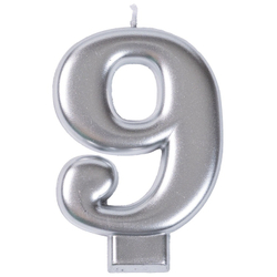 Свечи-цифры Серебряные, 8 см.