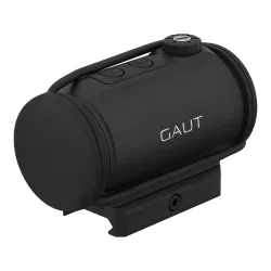 Коллиматор Gaut Tourmaline 1x25, закрытый, точка 2 МOA красная, Weaver - общий вид с закрытыми защитными крышками
