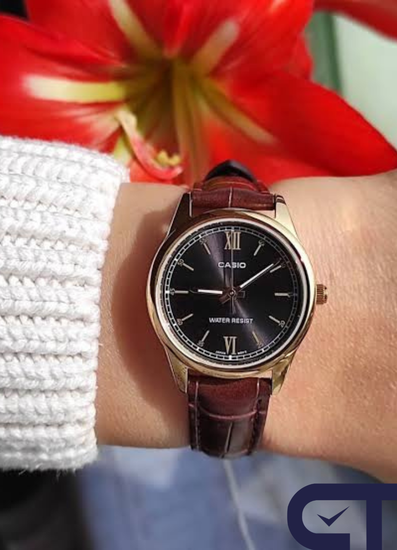 Casio LTP-V005GL-1B2 — женские часы с кожаным ремешком