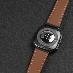 Ремешок из натуральной кожи черного цвета от Dux Ducis для смарт часов Samsung Watch Ultra 47мм, серия YA Series