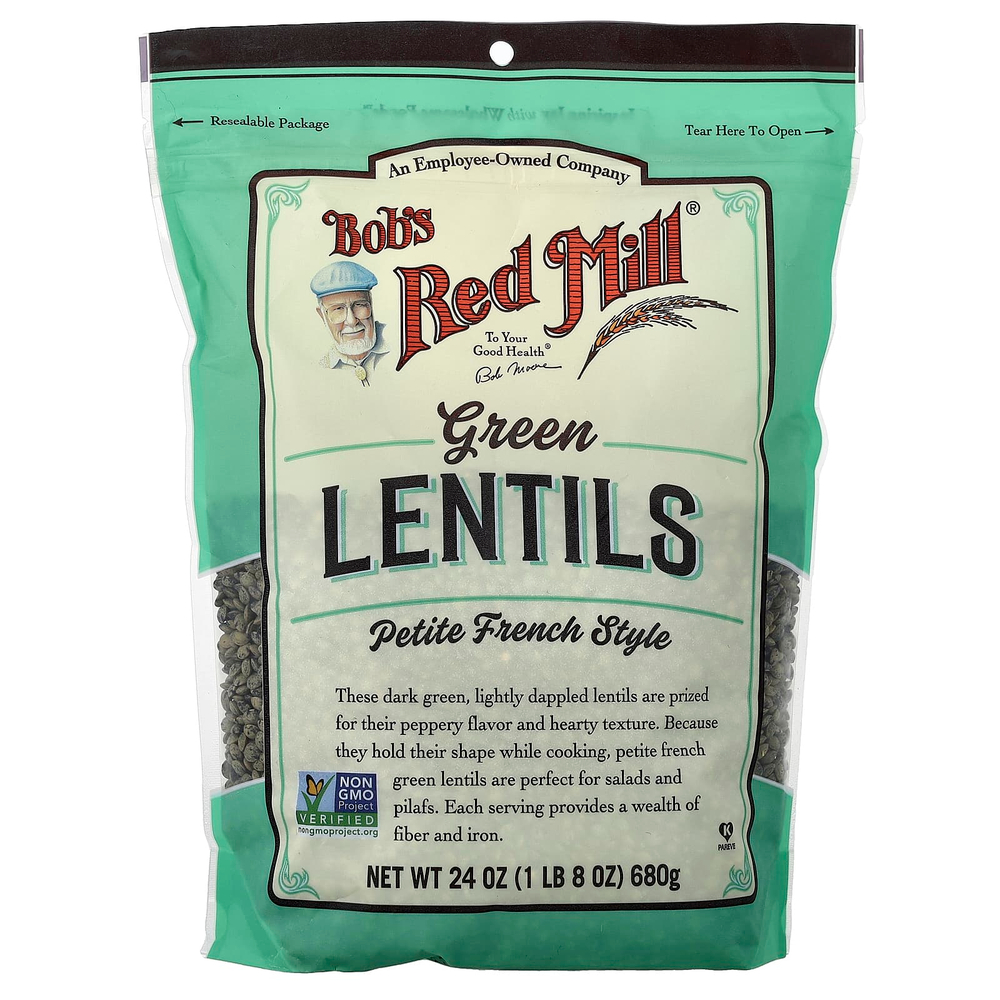 Bob's Red Mill, Зеленая чечевица, по-французски, 680 г (1 фунт 8 унций)