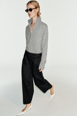 ZARA БРЮКИ С РЕГУЛИРУЕМЫМ ПОЯСОМ, ЧЕРНЫЙ