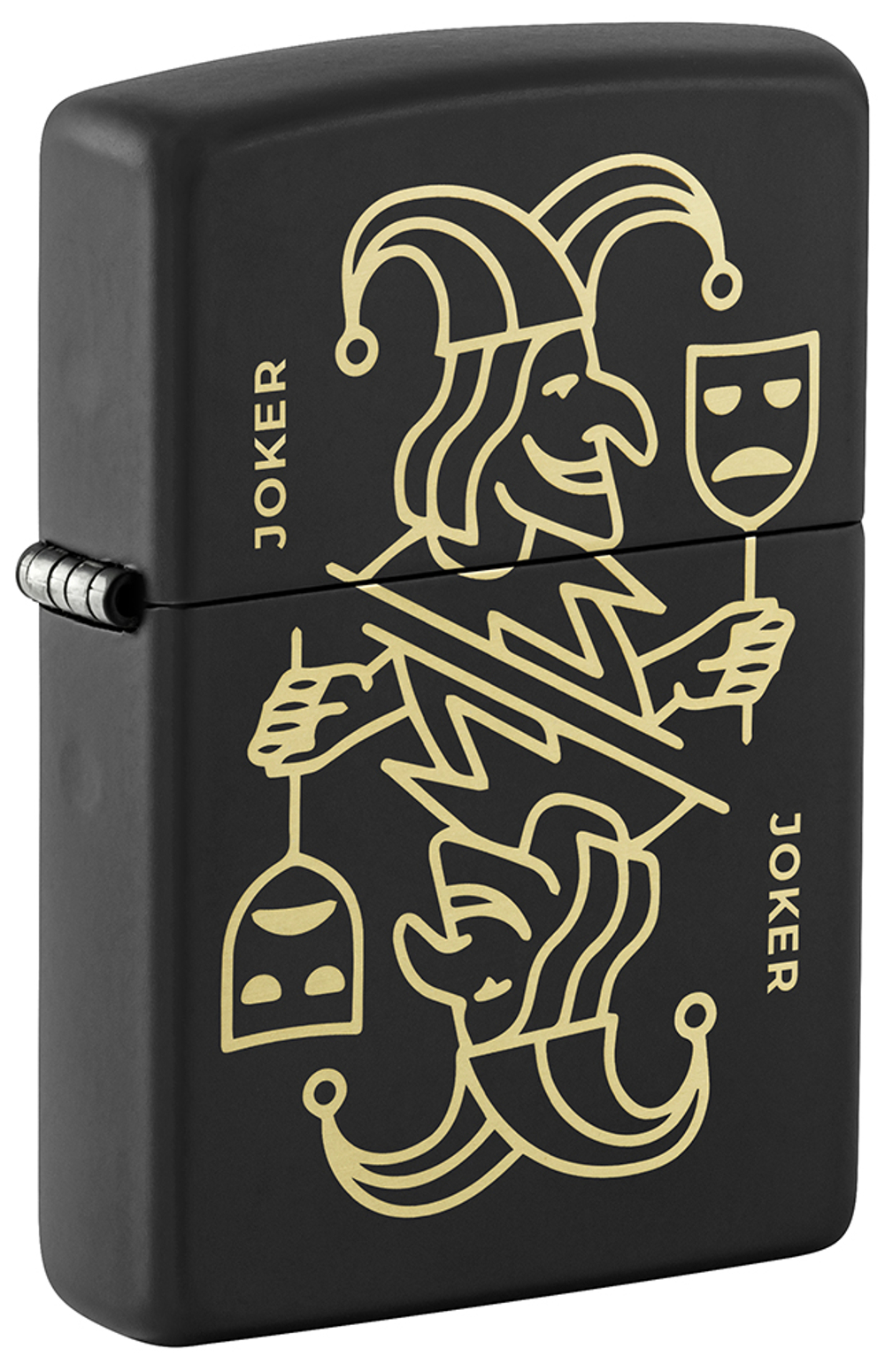 Зажигалка ZIPPO Masked Joker Design с покрытием Black Matte, латунь/сталь, черная, 38x13x57 мм, шт