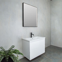 Зеркало с подсветкой AVS Лайн 75x90 см, антипар, черное матовое