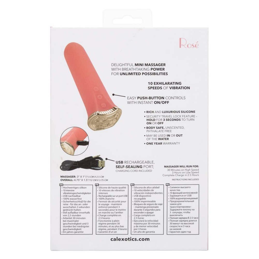 Нежно-розовый мини-вибромассажер Uncorked Rose - 12 см. (Цвет: нежно-розовый)