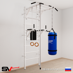 Шведская стенка Sv Sport 5442 (Турник рукоход/Брусья/Канат/Кольца/Цепь/Мешок 22кг)