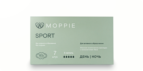 Прокладки дневные Moppie Sport 360 мм 5 капель 7 шт (зеленые)