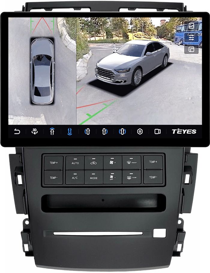 Магнитола для Nissan Teana J31 2003-2008 (большая рамка) - Teyes CC3-2K-360 монитор 13" 2K QLED на Android 10, Быстрая, CarPlay, 4G SIM-слот, 4 камеры в комплекте