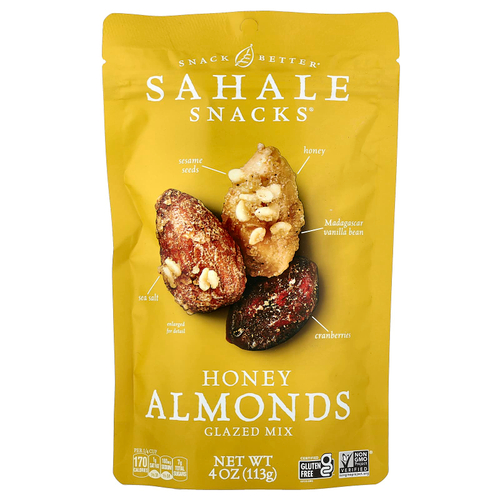 Sahale Snacks, Глазированная смесь, миндаль в меде, 113 г (4 унции)