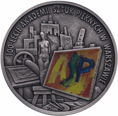 10 злотых 2004 год, Польша. 100-летие Академии изящных искусств Польши. Культура. Цветная. Серебро. PROOF