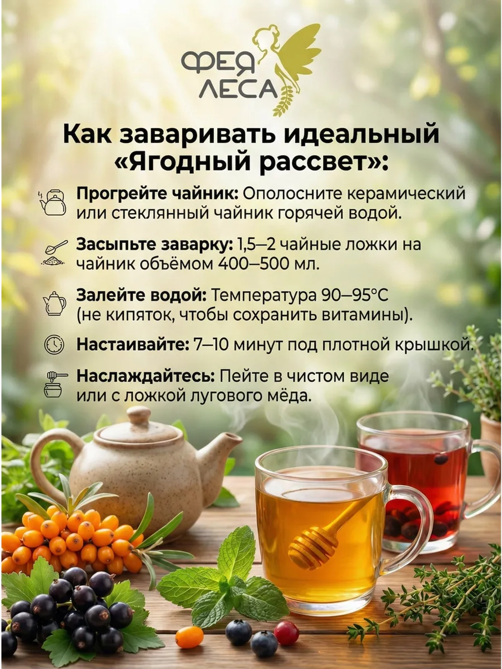 Иван-чай (кипрей) с ягодами облепихи смородины и травами
