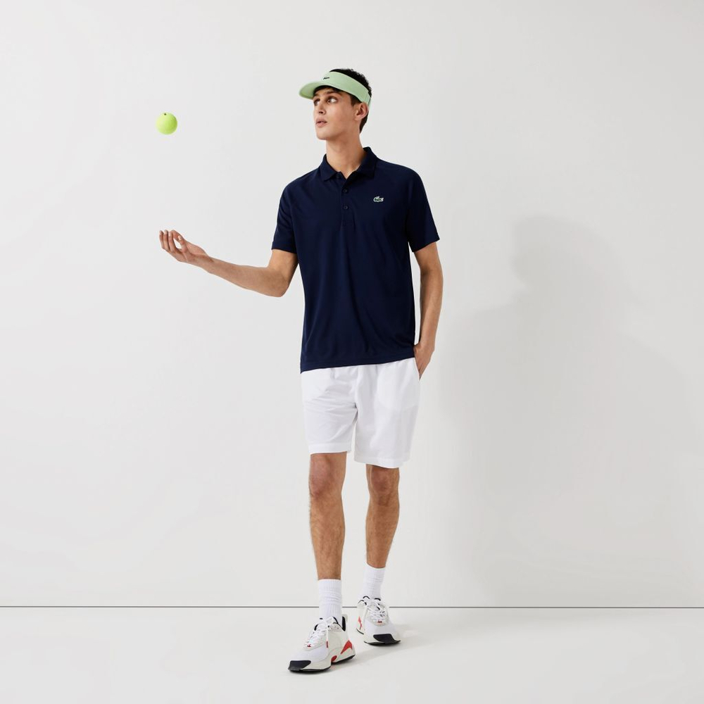 Мужское теннисное поло Lacoste SPORT Breathable Run-Resistant Interlock Polo Shirt - navy blue