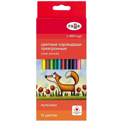 Карандаши 12цв. "Мультики" трехгранные, заточен. европодвес (Гамма)