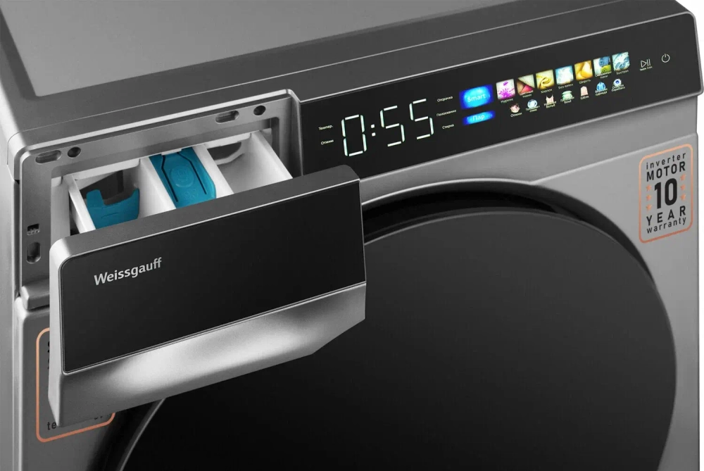 Стиральная машина WEISSGAUFF INVERTER STEAM SILVER WM 998 (432451)