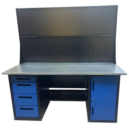 Цена на Great Wolf (GWT-V1800BL2) Верстак инструментальный двухтумбовый, 4 ящика, тумба с дверью, два экрана, 1800х700