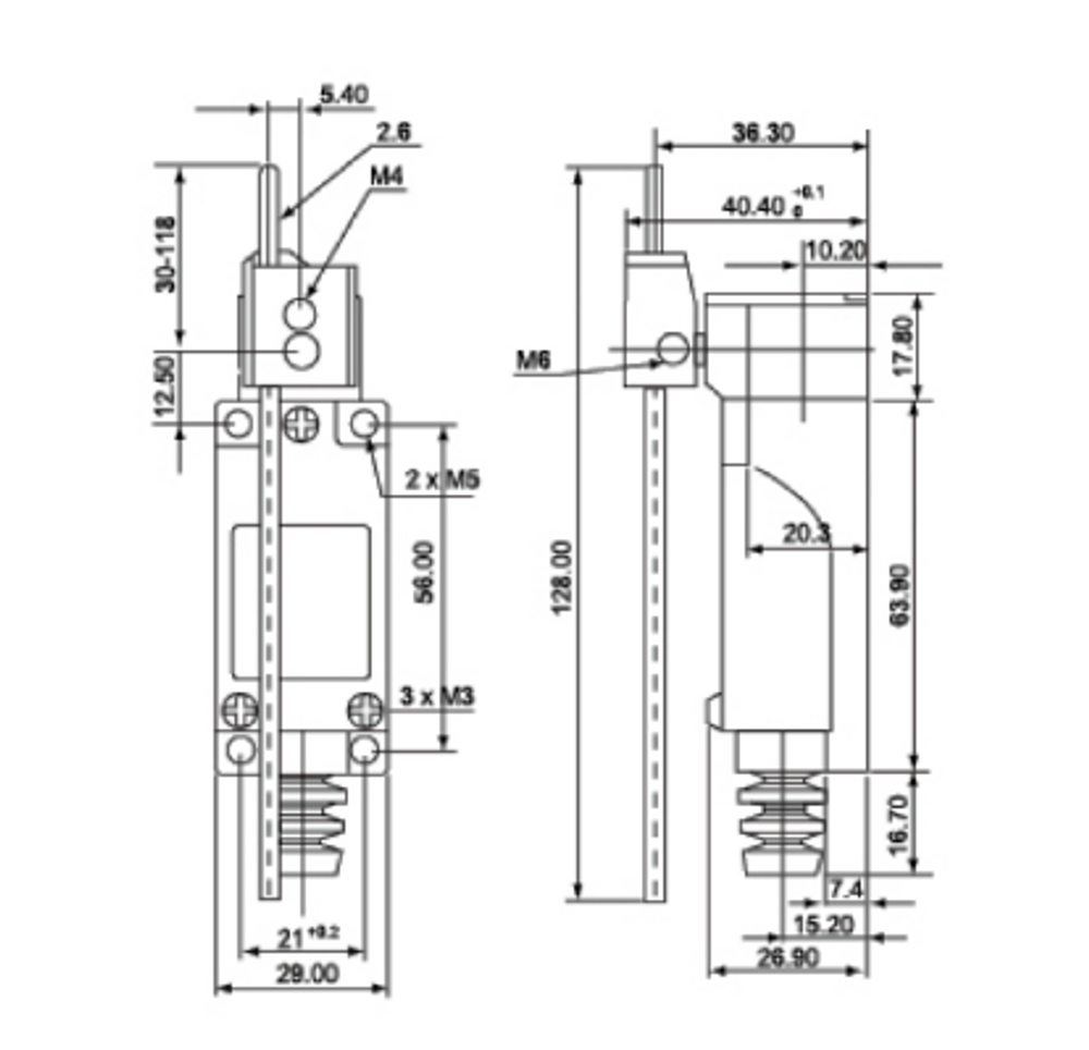 TZ-8107 Конечный выключатель с регулируемым штоком
