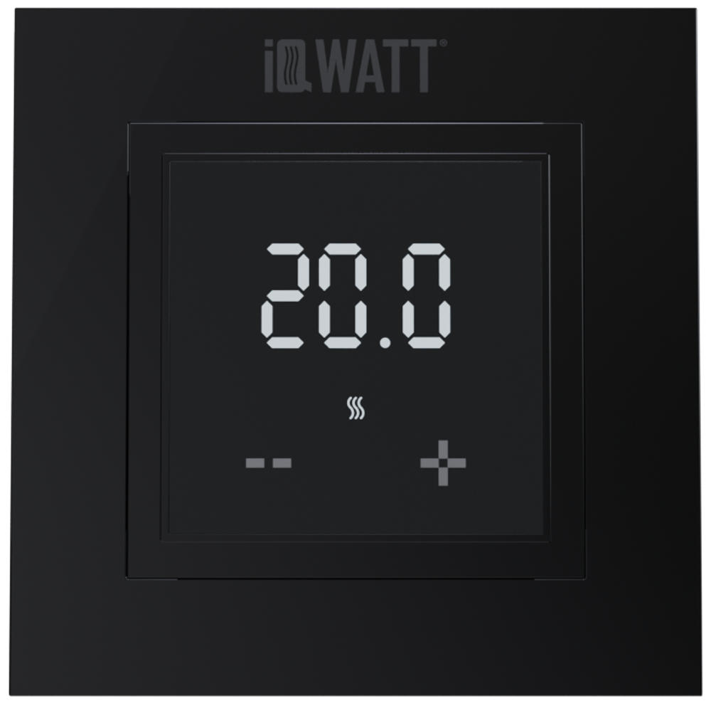 Регулятор температуры пола и воздуха IQWATT 00417 16А 220В, черный, 45х45 (55х55) мм, IQ D