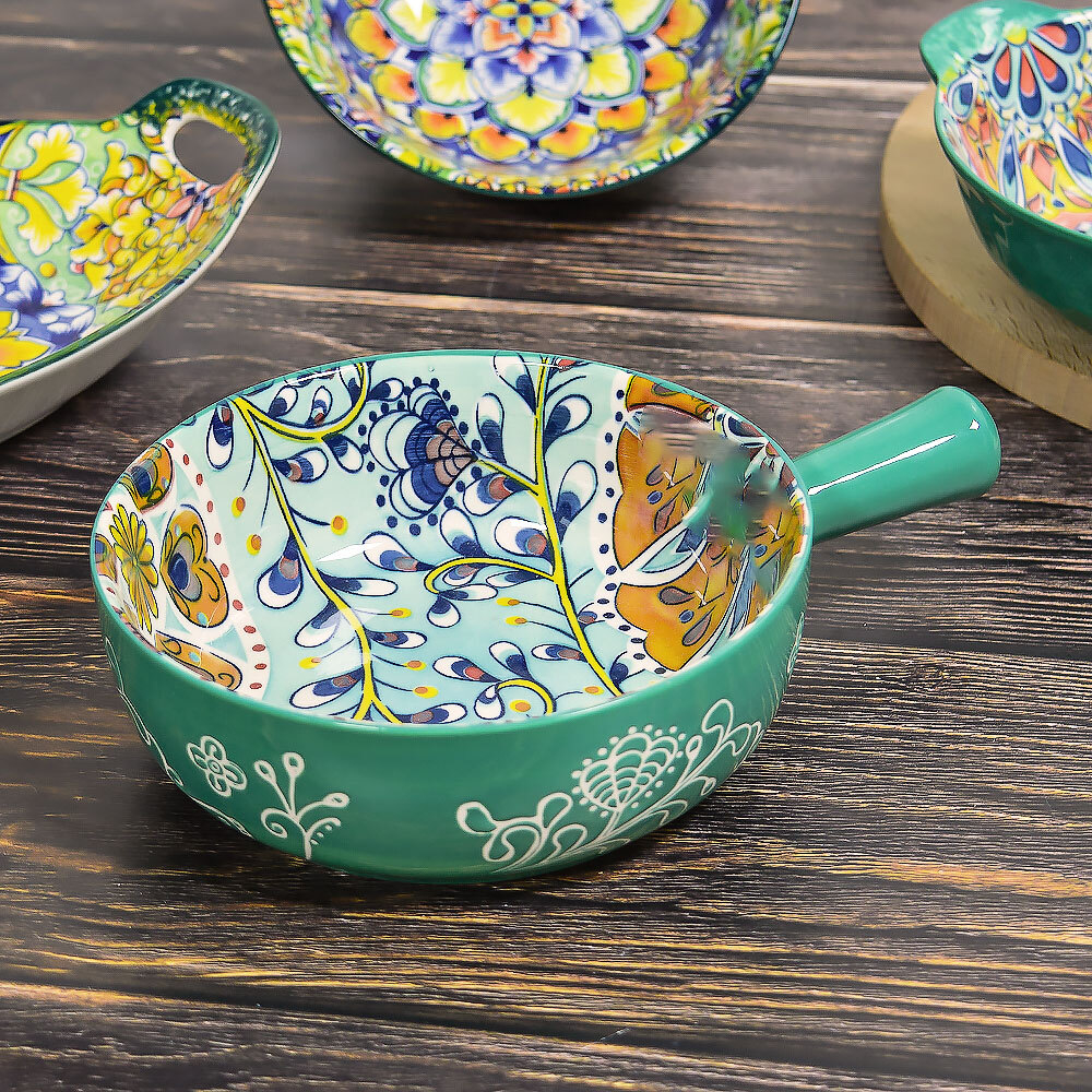 Кокотница с ручкой "Arabesque" 15,5см, керамика 075020