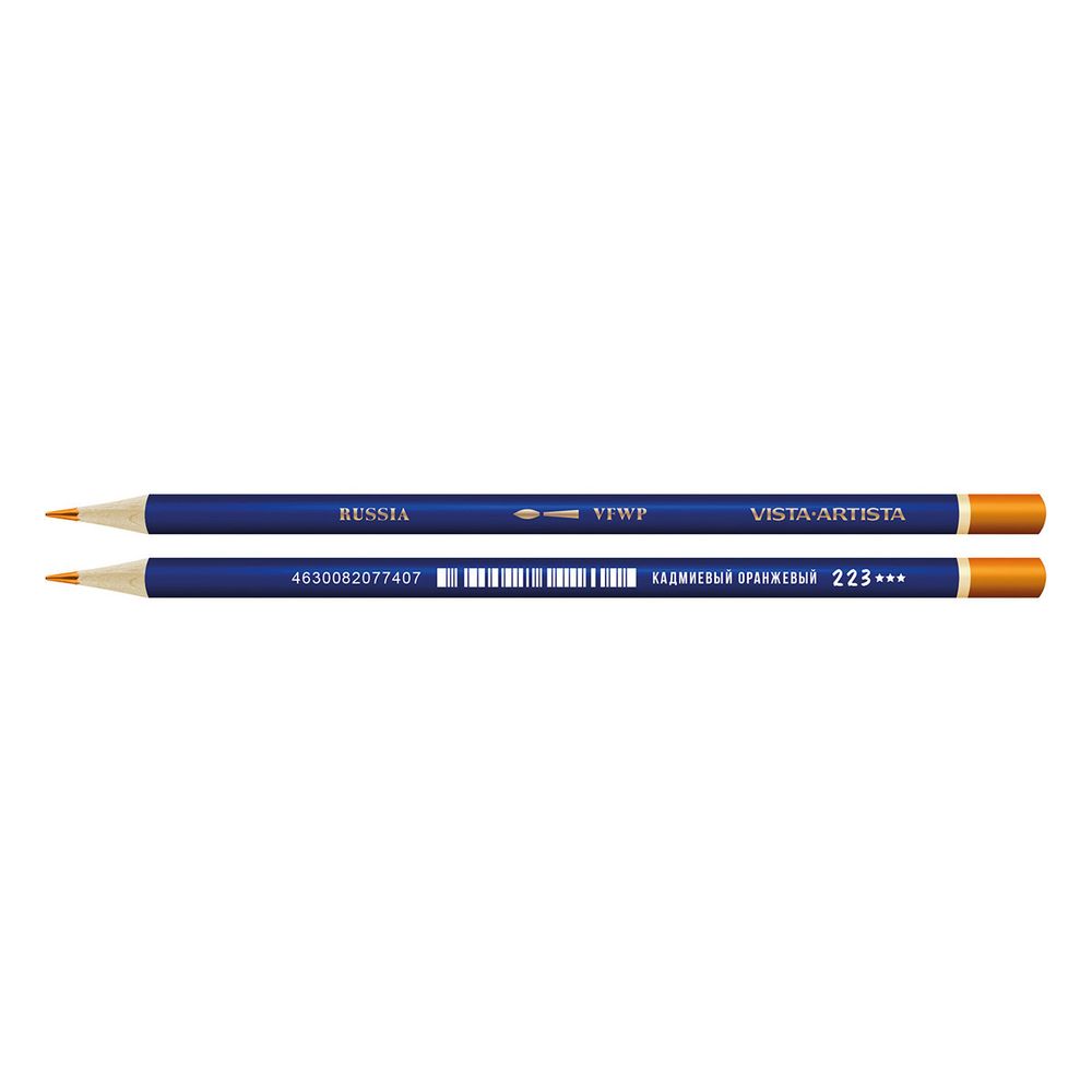 Карандаш акварельный заточенный, 6 шт, Кадмиевый оранжевый (Cadmium orange) 223, Vista-Artista Fine VFWP