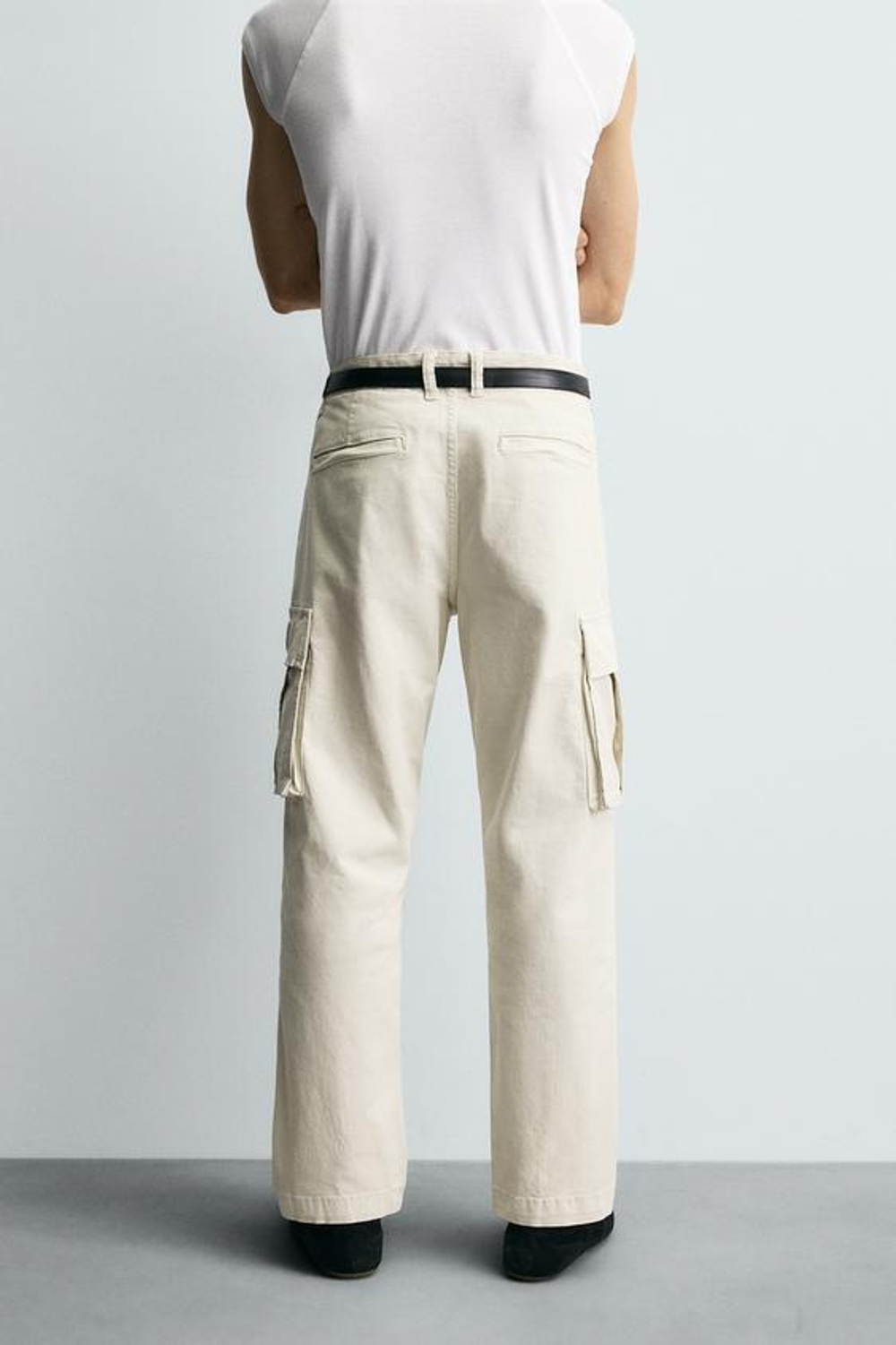 ZARA БРЮКИ КАРГО RELAXED FIT, КАМЕННО-СЕРЫЙ