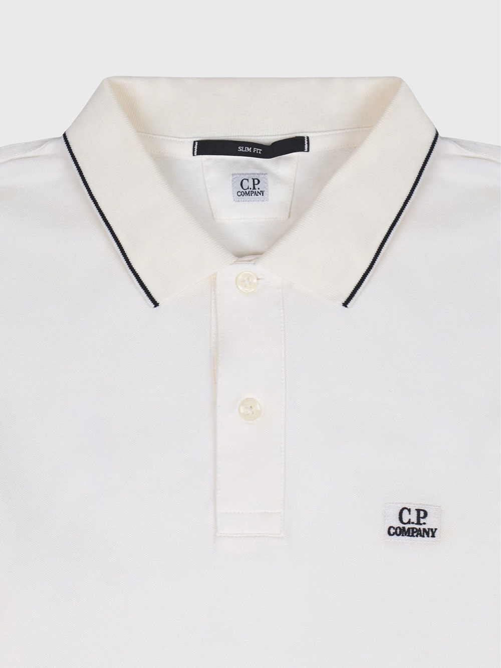 Поло с длинным рукавом C.P. Company Stretch Piquet Slim Line Gauze White