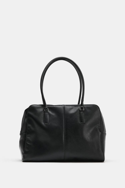 ZARA КОЖАНАЯ СУМКА НА ПЛЕЧО, ЧЕРНЫЙ