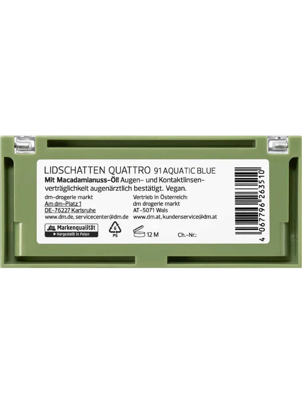 Alverde Тени для век Quattro (91 Aquatic Blue), 4,4 г