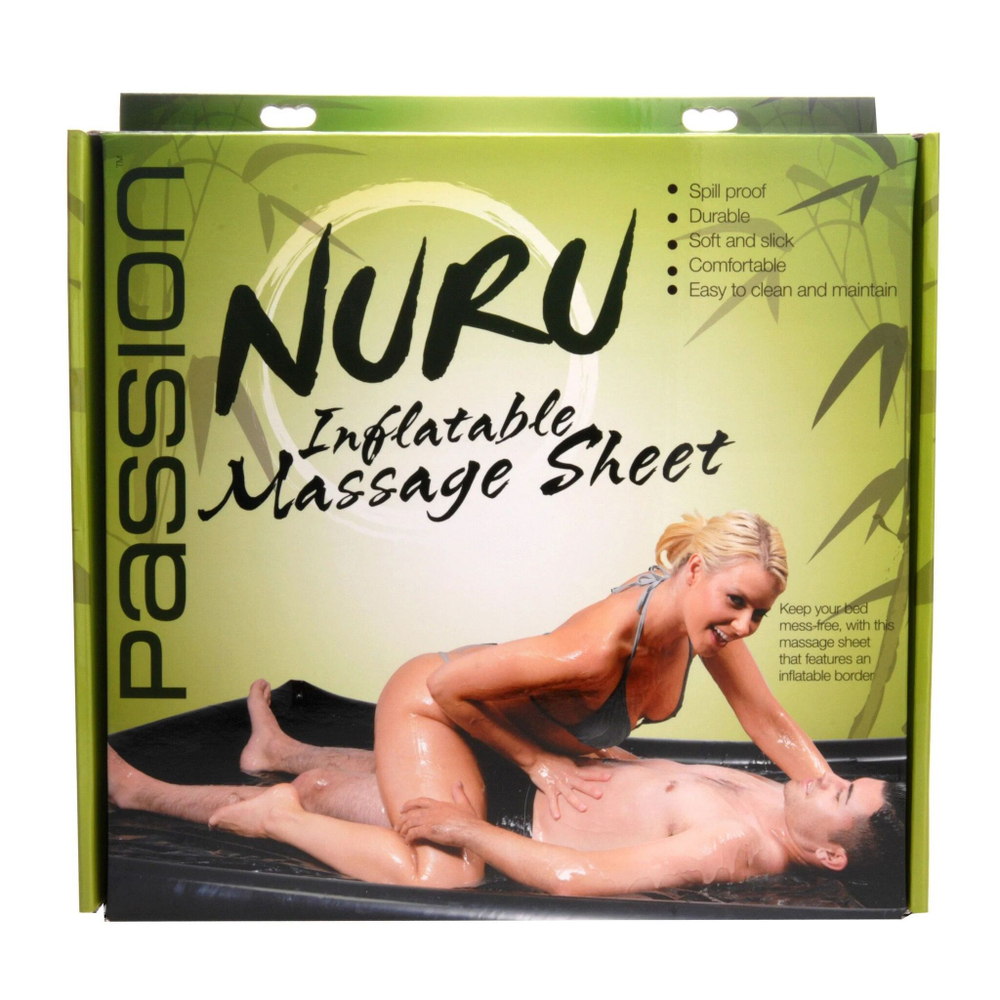 Черная виниловая простынь с надувными краями Nuru Inflatable Vinyl Massage Sheet (Цвет: черный)