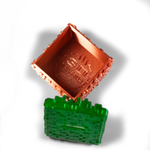 Копилка "Minecraft" Майнкрафт в виде травяного блока, 3D печать, 8х7.5х7.5см, медно-зеленый