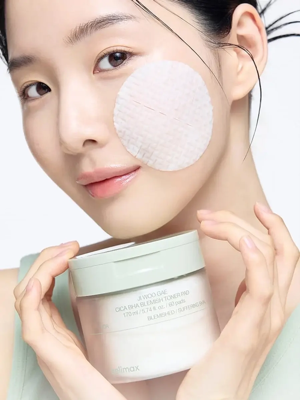 Celimax Успокаивающие тонер-пэды с кислотами и центеллой азиатской Ji Woo Gae Cica BHA Blemish Toner Pad 60 шт
