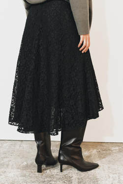 ZARA КРУЖЕВНАЯ ЮБКА МИДИ — ZW COLLECTION, ЧЕРНЫЙ