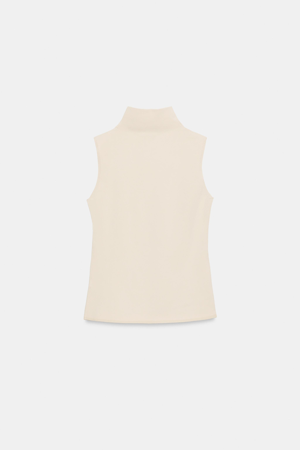 ZARA ТРИКОТАЖНЫЙ ТОП С ВОРОТНИКОМ-СТОЙКОЙ, ЭКРЮ