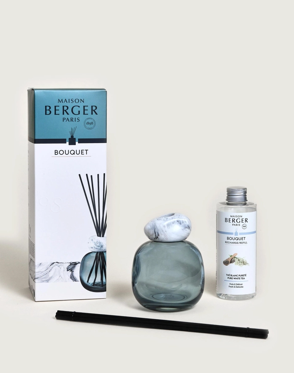 Maison Berger Paris Набор палочек Минералы сине-белый 260 мл + ароматическое масло белый чай MBP-7832