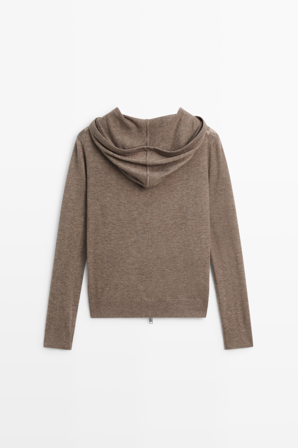 Massimo Dutti Вязаный кардиган с капюшоном на молнии, серый