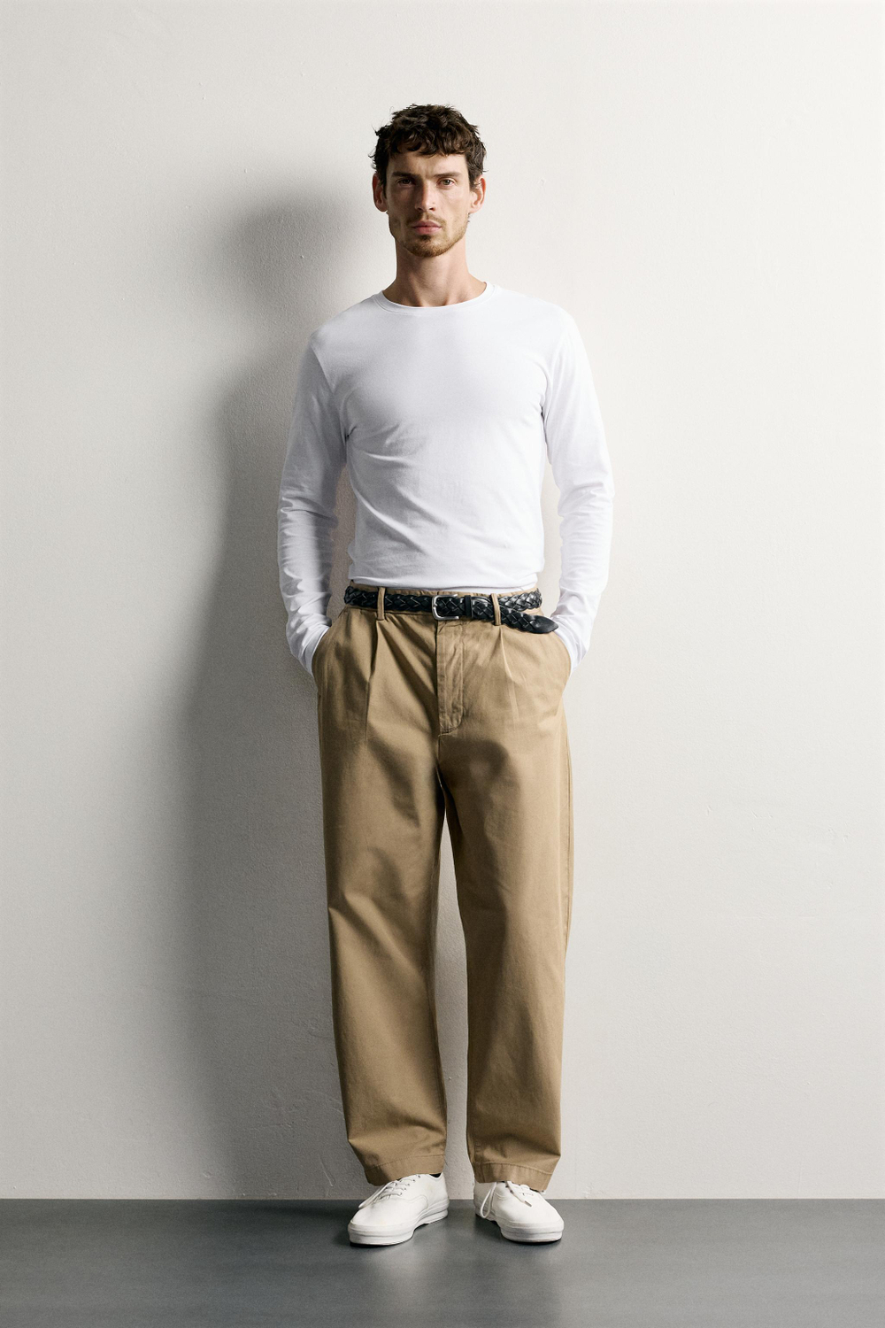 НАБОР ИЗ 3 БАЗОВЫХ ФУТБОЛОК SLIM FIT С ДЛИННЫМИ РУКАВАМИ — ZARA