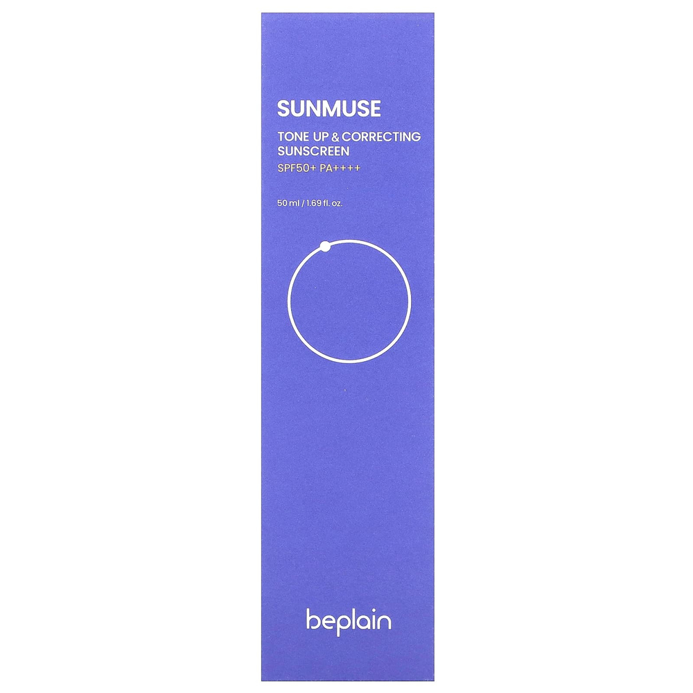Beplain, Sunmuse, тонизирующий и корректирующий солнцезащитный крем, SPF 50+, PA ++++, 50 мл (1,69 жидк. унции)
