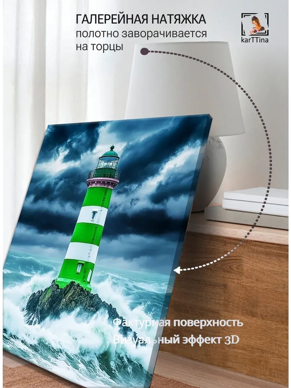 Картина "Маяк в облаках", для интерьера 30х40см 1шт.