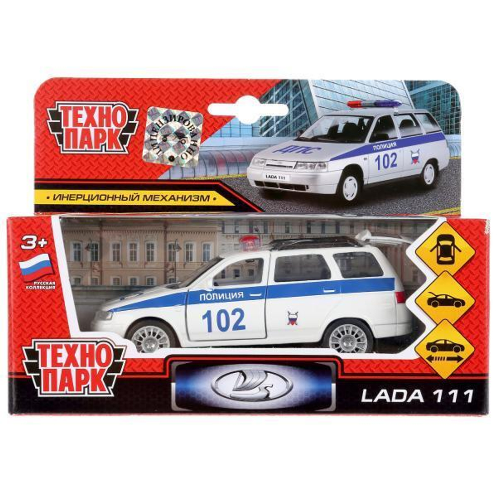 Модель ин. мет. "Lada 111. Полиция" 12см, открыв. дв. и багаж. в коробка SB-16-67-P(W)-WB (Технопарк)