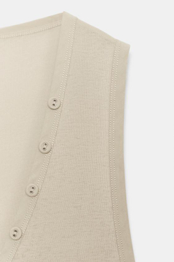 ZARA ТОП НА ПУГОВИЦАХ, КАМЕННО-СЕРЫЙ