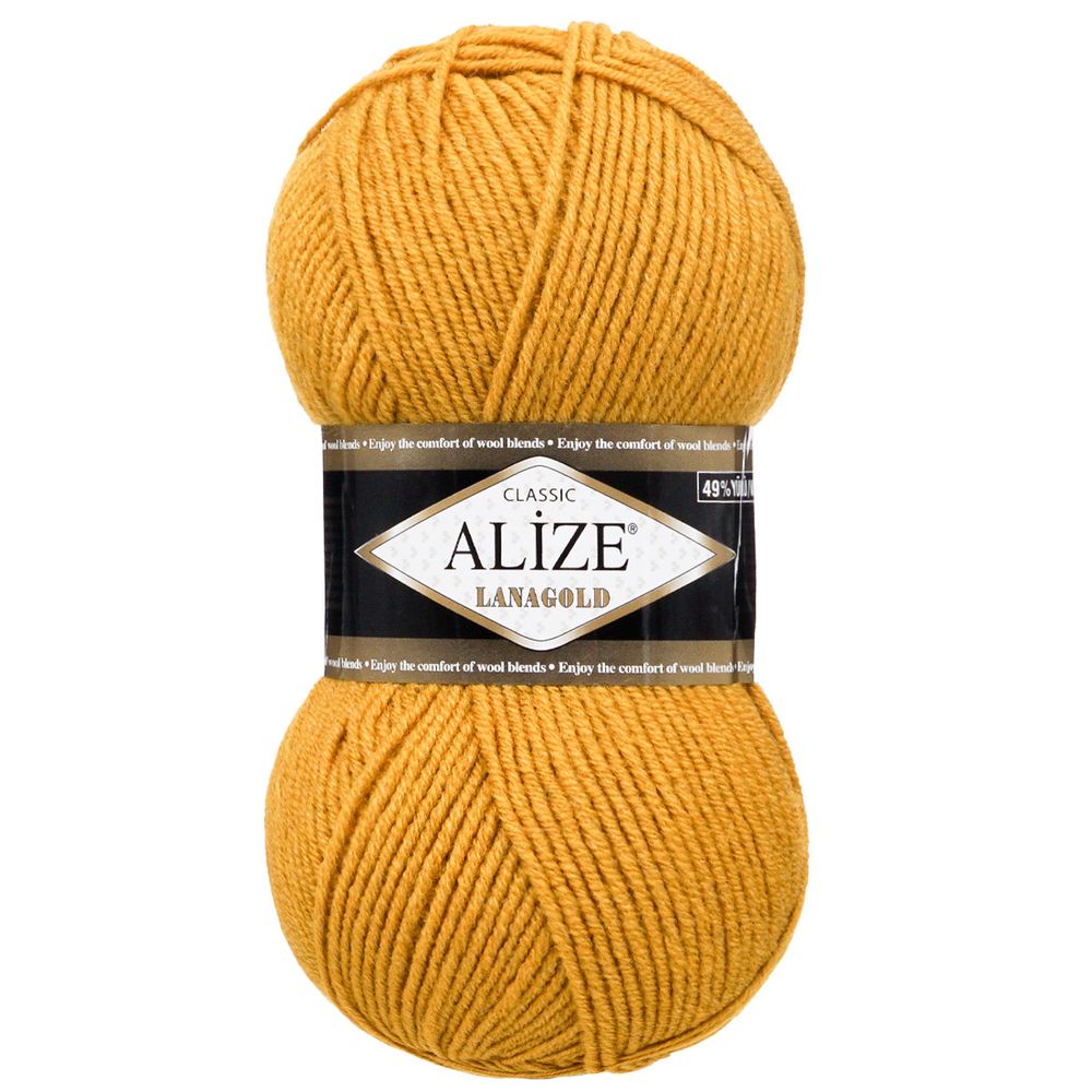 Пряжа Alize (Ализе) Lana Gold / уп.5 мот. по 100 г, 240 м, 645 горчичный