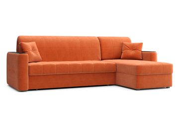 Диван Ницца угловой универсал. НПБ 1,4 - Velutto 27 оранжевый/накладка венге