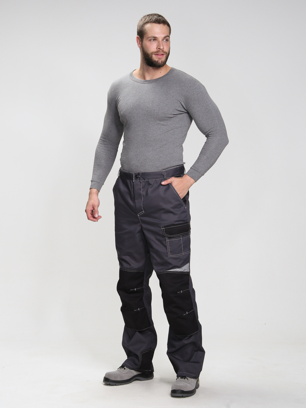 Костюм Вектрон-1 (тк.Смесовая,240) брюки, т.серый/св.серый/черный - ПОД ЗАКАЗ