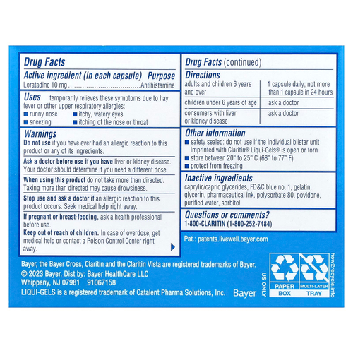 Claritin, Non-Drowsy, Liqui-Gels®, 10 мг, 30 капсул с жидкостью