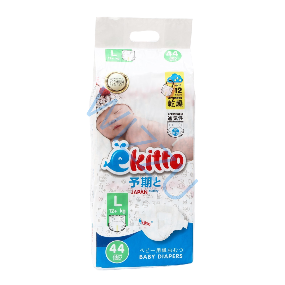 Premium Подгузники на липучках Ekitto L (12-17) кг 44 шт