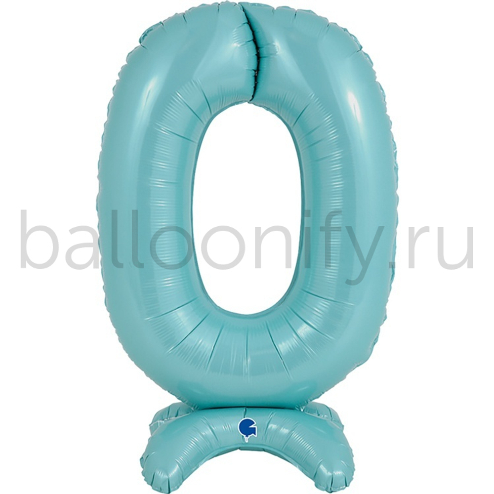 Шар ЦИФРА 0 Pastel Blue на подставке 25" 63 см