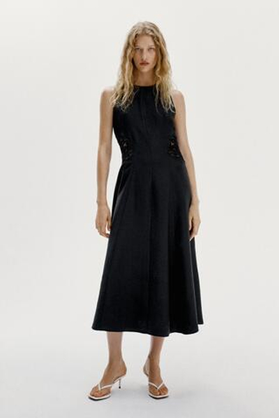 ПЛАТЬЕ МИДИ С КОМБИНИРОВАННОЙ ТАЛИЕЙ — ZARA