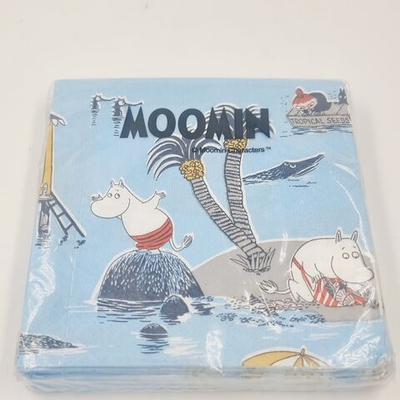 Салфетки бумажные Moomin, синего цвета 24х24 см, в упаковке 20 салфеток, (из Финляндии)